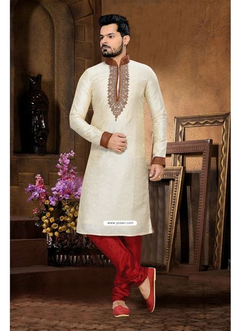 Buy Cream Art Silk Punjabi Kurta Pajama For Men Kurta Pajama
