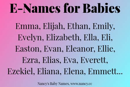 E-Names for Babies - Nancy's Baby Names