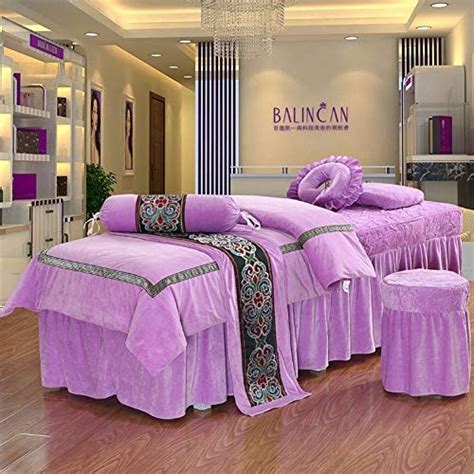 Alhbnay Luxury Massage Bed Cover Thicken Crystal Velvet Solid Color