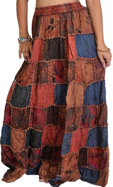 Long Printed Dori Skirt From Gujarat With Patch Work In 2020 Skirts