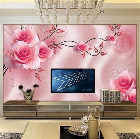 3d Pink Roses Floral Theme Photo Wallpaper Custom Mural Custom Photo