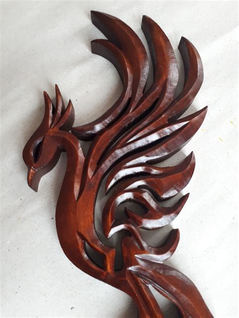 Phoenix Wood Carving 15 Inches Phoenix Phoenix Carving Wall Etsy
