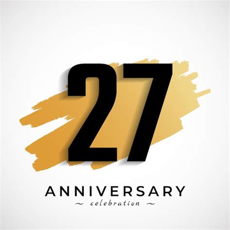 Celebración Del Aniversario De 27 Años Con Símbolo De Pincel Dorado