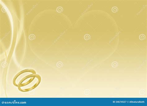 Gold Wedding Background With Rings And Heart Stock Illustration