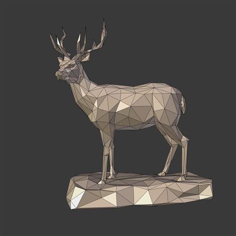 3D Model LowPoly Deer Statue VR AR Low Poly CGTrader