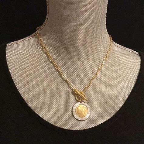 Italian Coin Necklace With Gold Filled Paperclip Chain And Etsy