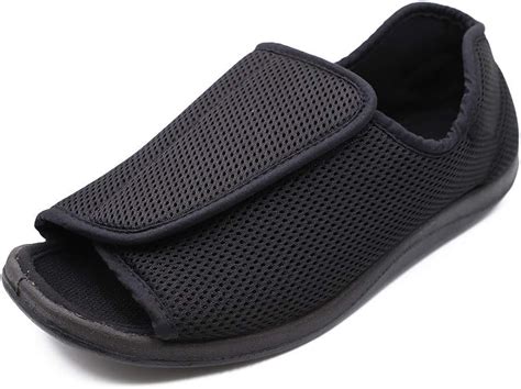 Diabetic Slippers Elderly Open Toe Sandals Wide Fit Orthopedic Walking Shoes Adjustable Men
