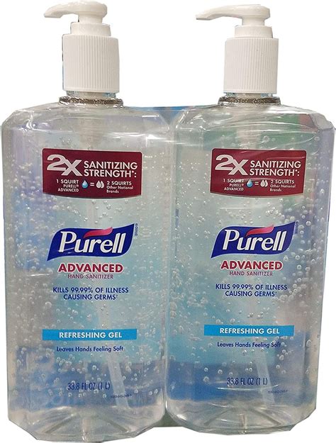 Purell Advanced Hand Sanitizer Refreshing Gel Clean Scent Liter Pump Bottle Pack