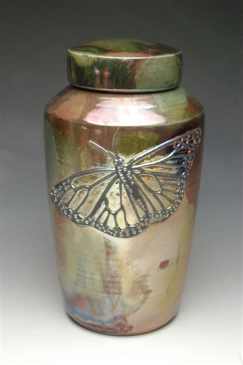 Handcrafted Butterfly Raku Ceramic Cremation Urn Urns Northwest