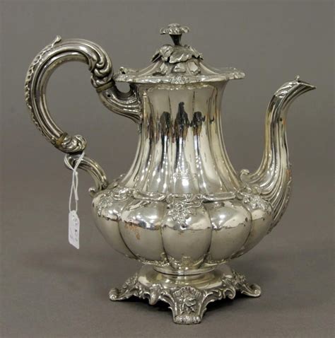 19th Century Sheffield Plate Floral Coffee Pot Tea And Coffee Pots