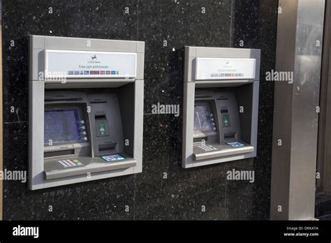 Lloyds Bank Cash Points Cash Machines Outside Bank Atm Stock Photo