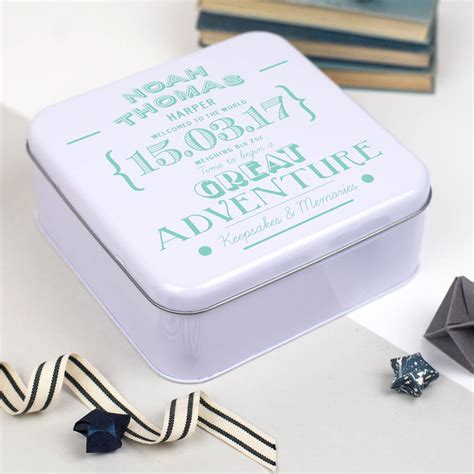With our exclusive range of sentimental gifts you need look no further. Personalised New Baby Keepsakes Tin Box By Delightful ...