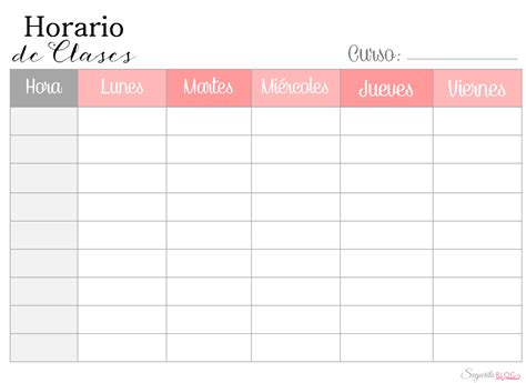 Vuelta Al Cole Más De 100 Tablas De Horarios Y Plantillas Para Imprimir