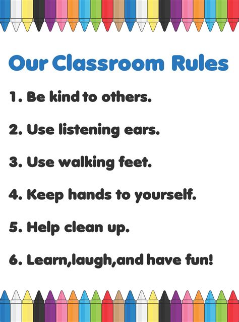 Classroom Rules Sheet