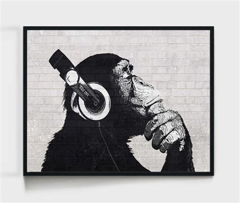 Dj Monkey Wall Art Print Framed Or Unframed Home Decor Etsy Uk