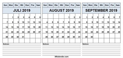 Juli August September 2019 Kalender Bilder 2019 Calendar Calendar