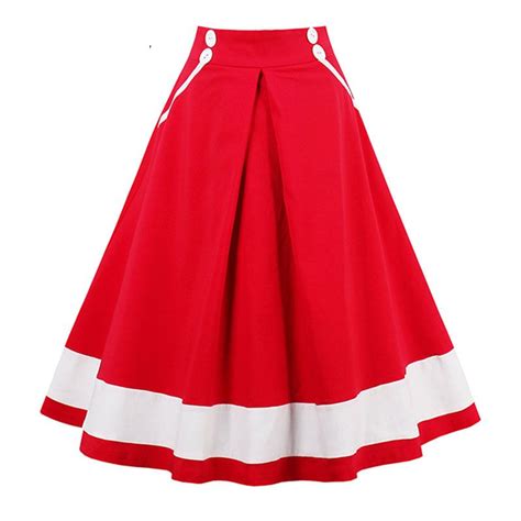 sisjuly women vintage skirt summer red white striped skirts female nautical style a line pretty