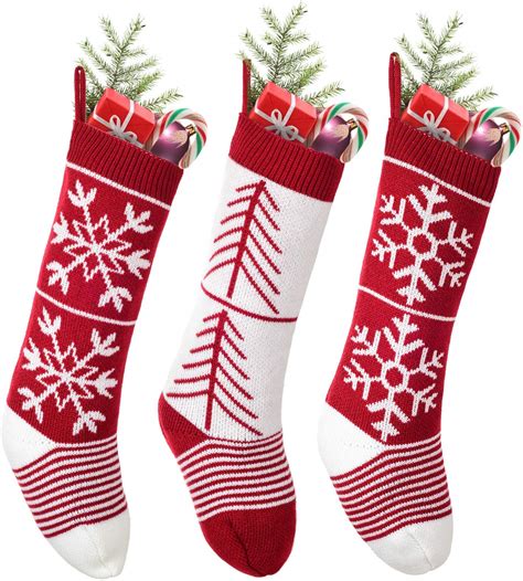 Pack Classic Christmas Knit Stockings 18 Christmas Holiday Hanging