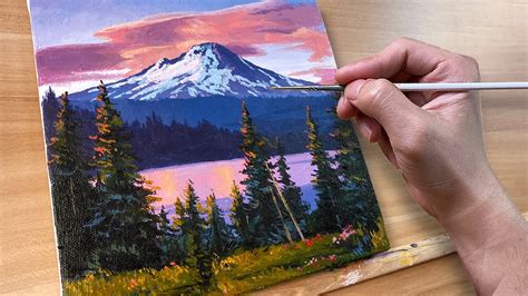 How To Paint Snowy Mountain Sunset Acrylic Painting Correa Art