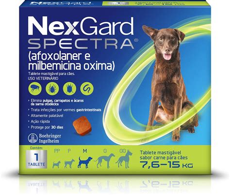 Nexgard Spectra Antipulgas E Carrapatos E Vermífugo Para Cães De 76 A