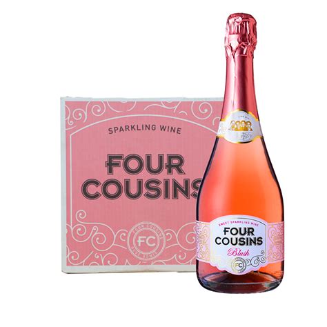 Four Cousins Sparkling Blush 75cl Carton X6 Bottles And Glasses