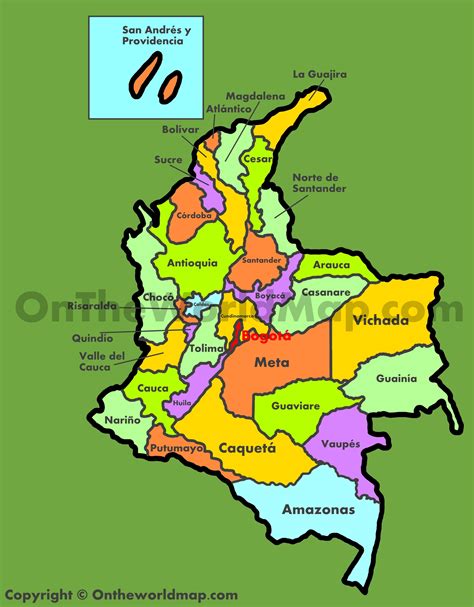 Mapa Administrativo De Colombia Departamentos De Colombia