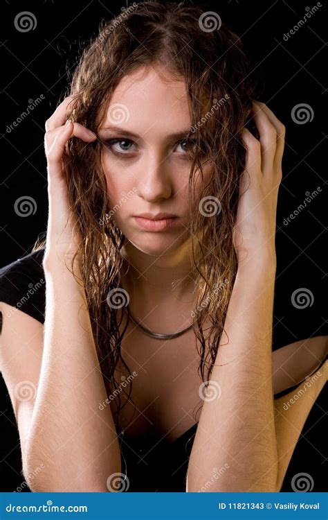 Unhappy Girl Stock Image Image Of Curls Face Emotion 11821343