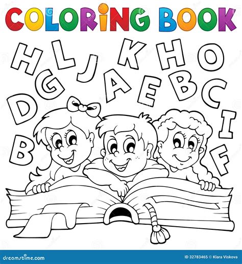 Coloring book kids theme 5 stock vector. Illustration of girl - 32783465