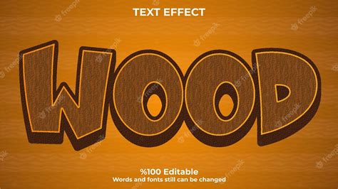 Premium Vector Wood Editable 3d Text Effect