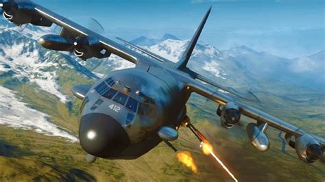 Ac 130 Gunship In Action Firing All Its Cannons Military Operation In