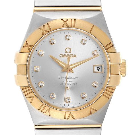 Omega Constellation Steel Yellow Gold Diamond Mens Watch 111203620