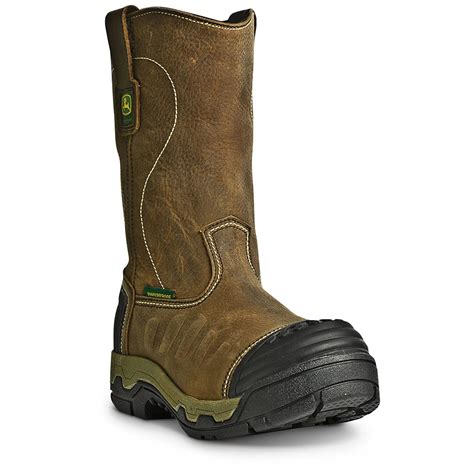 John Deere Mens Wct Ii Pull On Work Boots Safety Toe Waterproof Tan