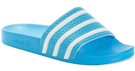 Adidas Adilette Slides In Bluewhiteblue Blue For Men Lyst