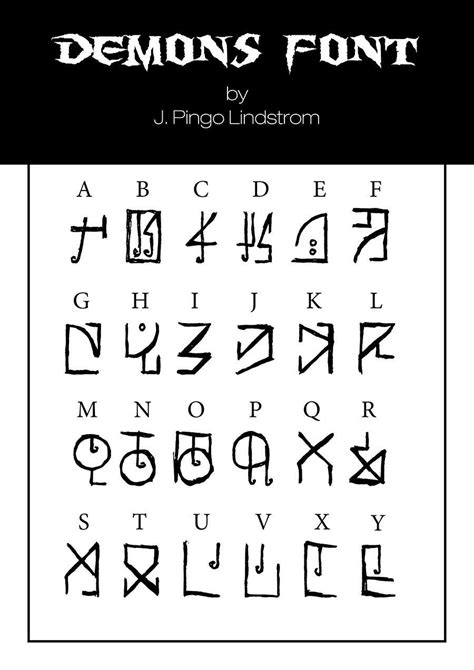 A note with an alphabet in one line for some languages. Demon Font - TTF Font File with Lifetime Commercial ...