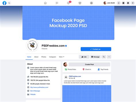 New Facebook 2020 Page Mockup Template Download Psd
