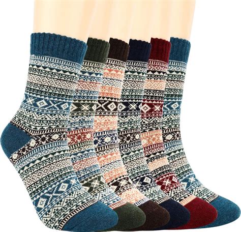 Bearbro Winter Socks Women 6 Pairs Womens Thermal Sockswarm Knit