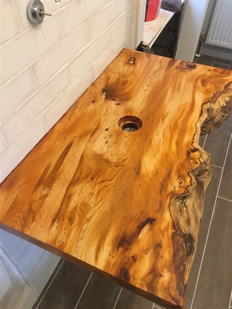 Thanks to natural variations and the handcrafting process, each table's beautifu… Rustic Vanity Basin Character Natural Wood Shelf ...