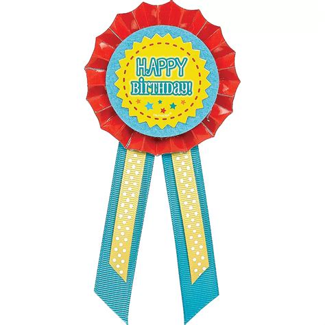 Happy Birthday Award Ribbon 3 14in X 6 12in Party City