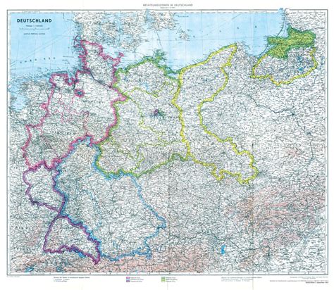 Deutschland ist ein land in zentraleuropa und grenzt im norden an dänemark, im osten an polen und die tschechische republik, im süden an österreich und die. Historische Karte: Deutschland mit Besatzungszonen - 1. September 1945 (plano) - Verlag Rockstuhl