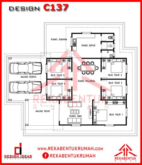 Picture house floor plans 50 400 sqm designed by teoalida ini dipetik dari sumber berikut : Pelan Rumah 5 Bilik Tidur | Desainrumahid.com