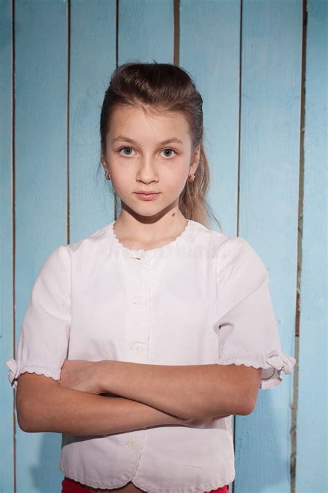 Portrait Of Serious Girl With Folded Arms Stock Image Image Of Looking Teenager 68117599
