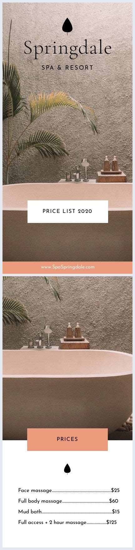 Could easily spend a day or half. Spa Price List Template in 2020 | Price list template, Spa ...