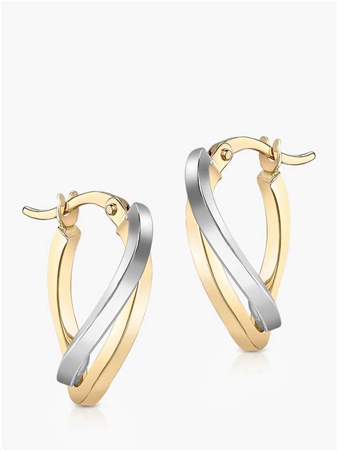 Ibb 9ct Yellow And White Gold Wave Hoop Earrings At John Lewis And Partners