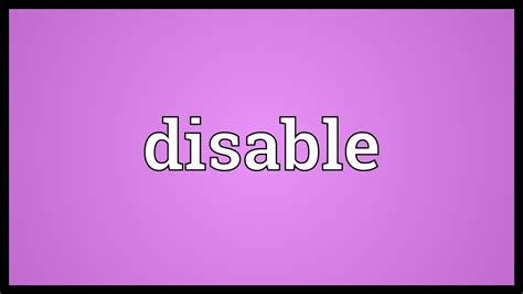 Disable Meaning Youtube