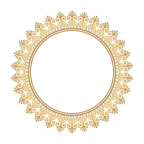 Gambar Bingkai Lingkaran Emas Dengan Desain Ornamen Bunga Vintage Yang