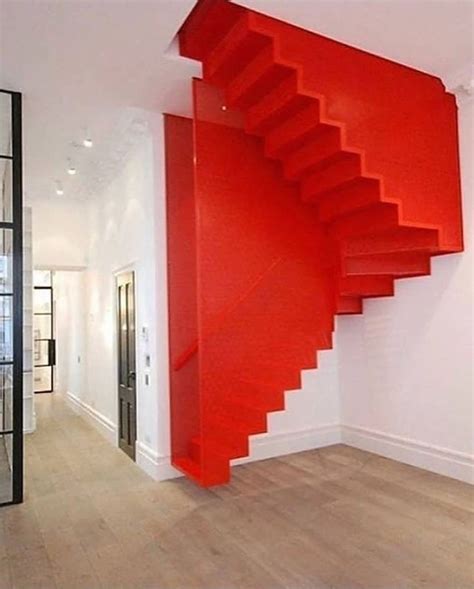 Hanging Red Stairs For A Home In London Uk Designed By Michaelis
