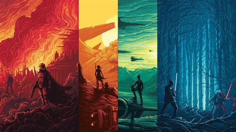 Download Magical Colorful Scenes Of Iconic Star Wars Silhouettes