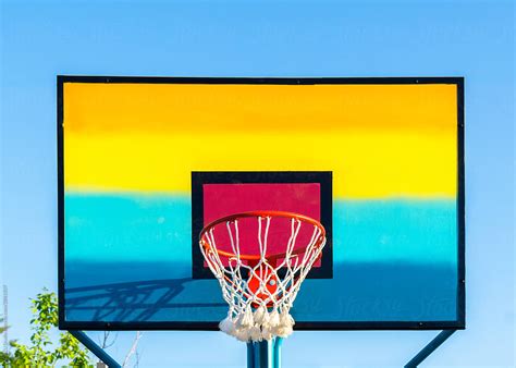 Beautiful Basketball Basket Painted With Many Colors By Stocksy