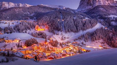 Sunset In Val Gardena In The Dolomites Of South Tyrol