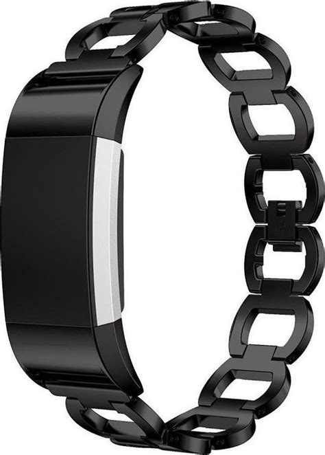 Just In Case Fitbit Charge 2 Open Metalen Armband Zwart